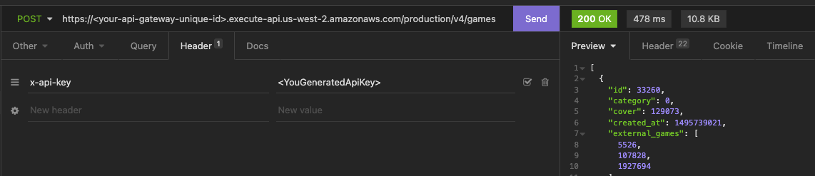 Example Request to Api Proxy
